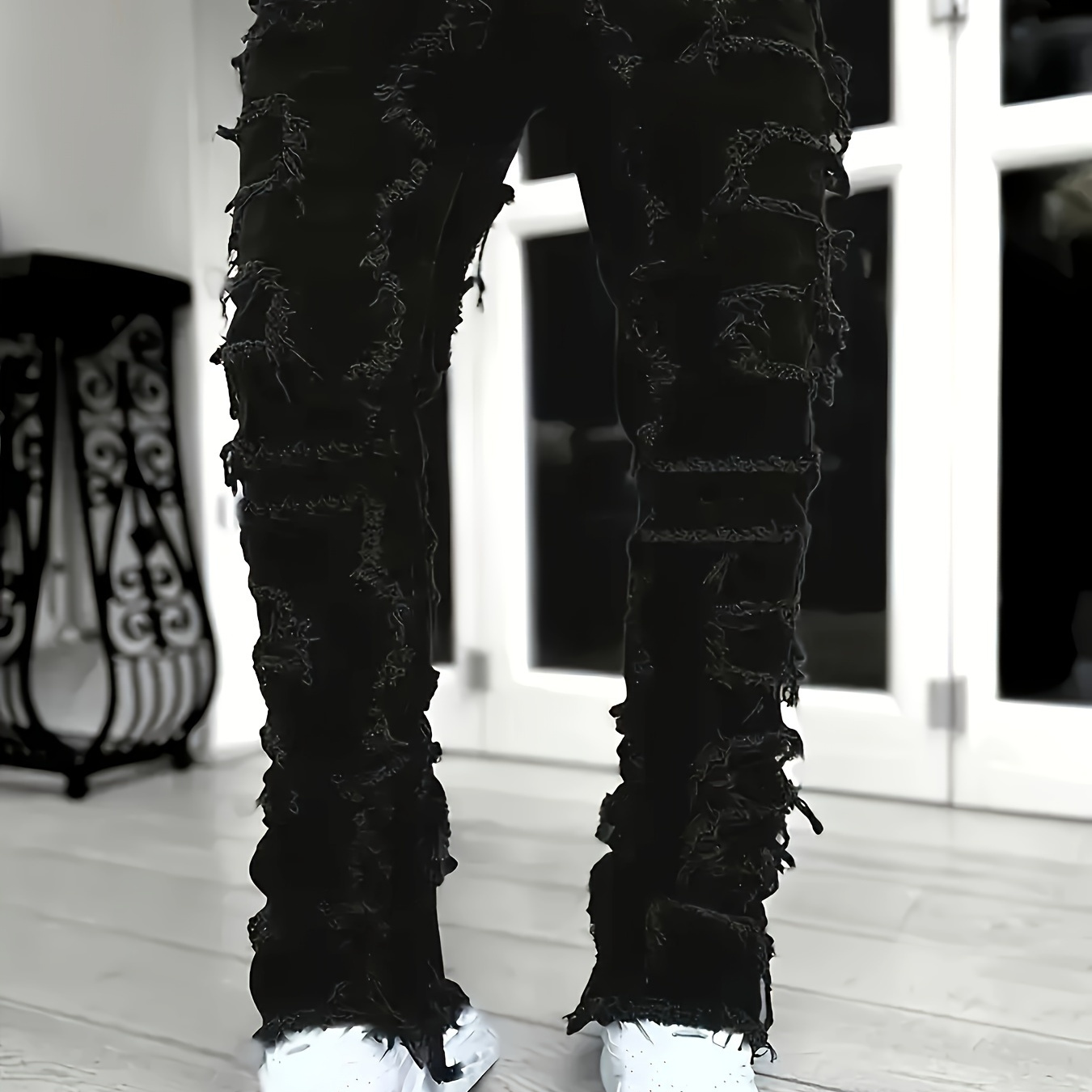 

Men's Casual Men's Creative Tassel Decoration Slim Straight Jeans, Men' Style Hip-hop Skateboarding Rap Jeans