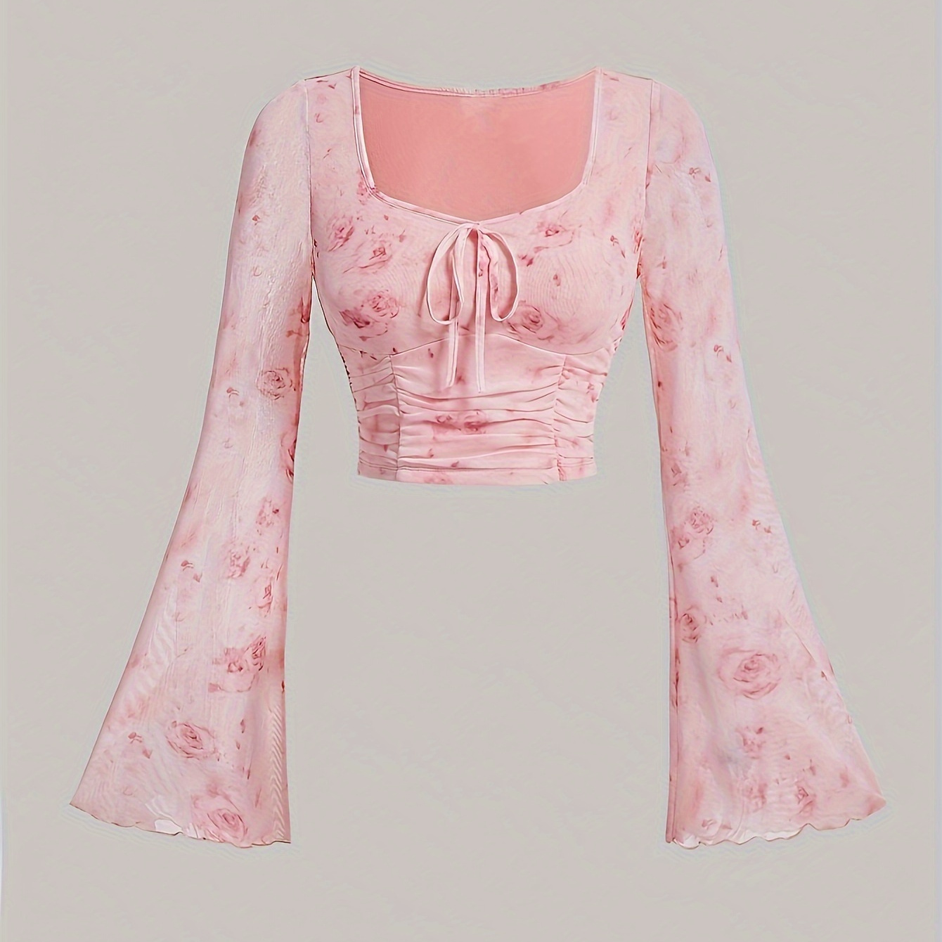 

Top With Dyeable Bow And Pleated Sleeves And Waistband
