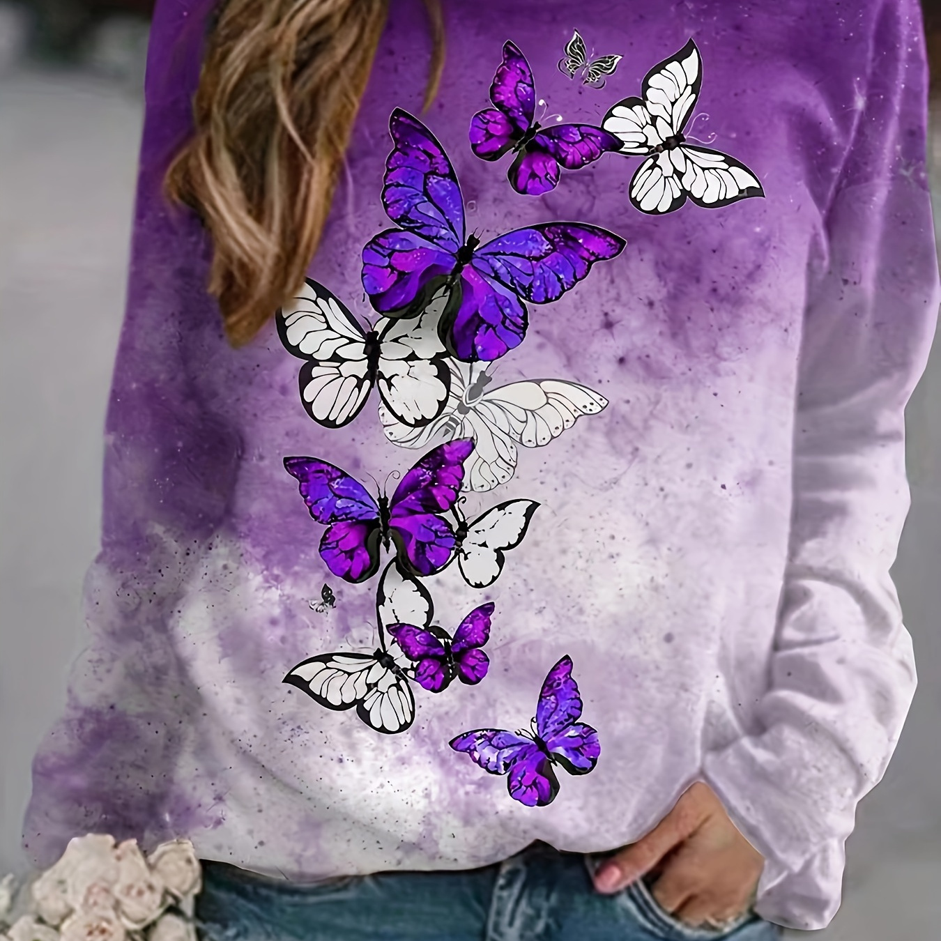 

Print Pullover Sweatshirt, Casual Long Sleeve Crew Neck Sweatshirt For Fall & Winter, Women's Clothing