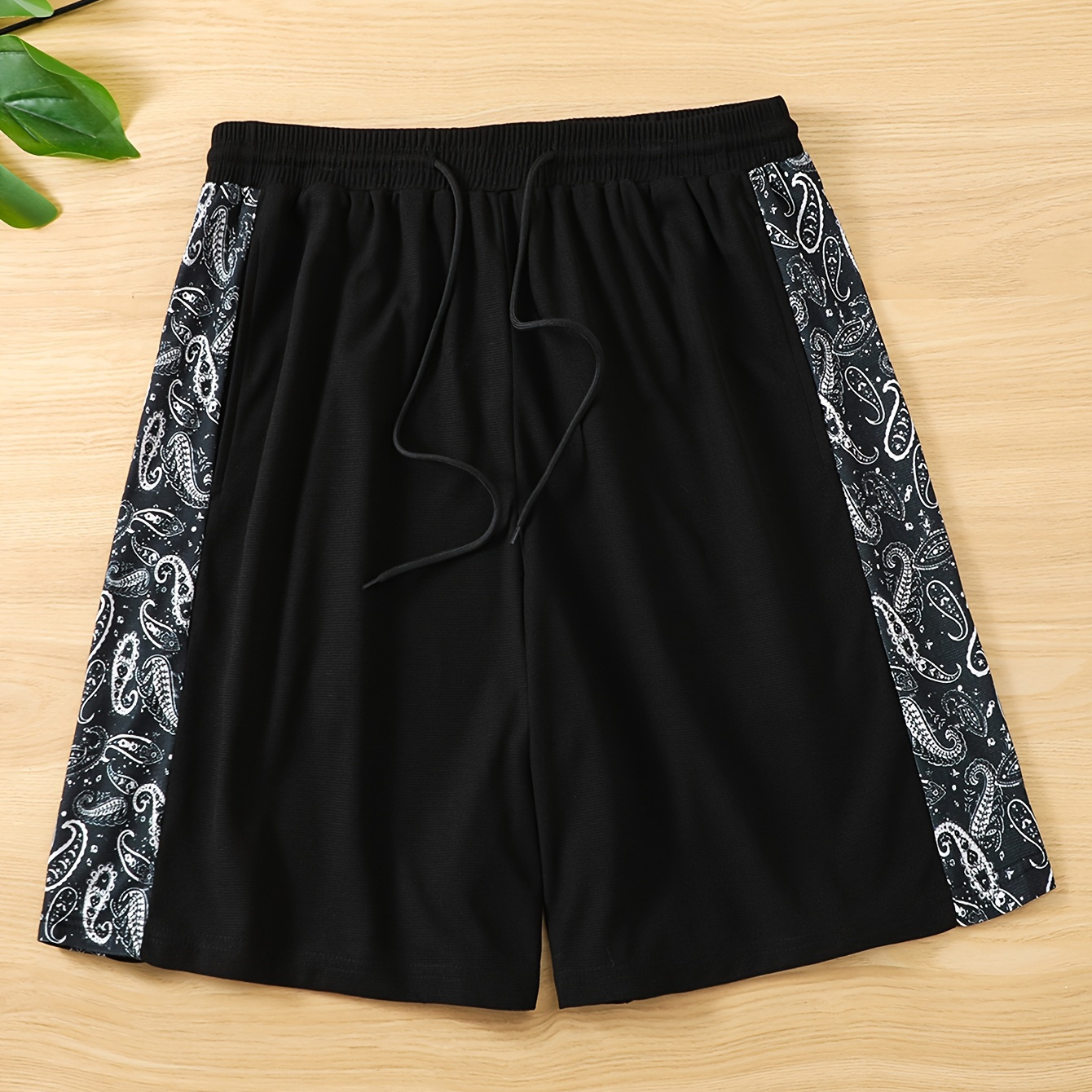 

Paisley Pattern Beach Shorts, Men's Casual Stretch Quick Drying Waist Drawstring Shorts For Summer