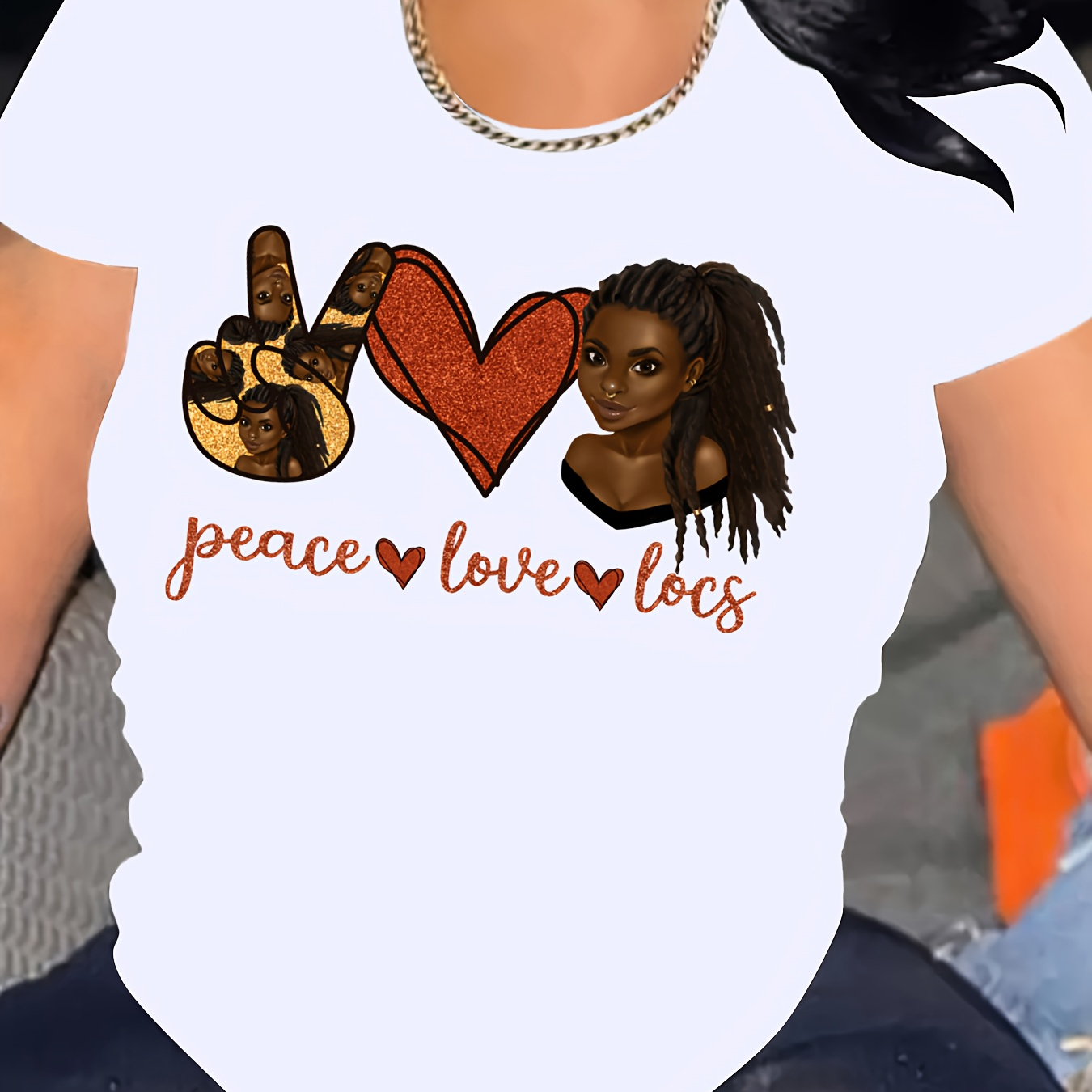 

Women's "peace " Graphic T-shirt, Casual Loose Fit, Summer Tee-shirt, Comfortable Fashion Streetwear, Versatile Top For Daily Wear