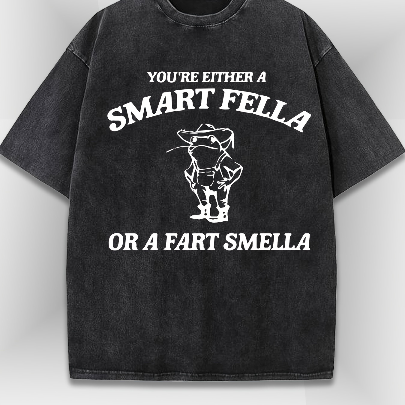 

Are You A Or Smell Like Fart, Garment-dyed T-shirt, Fashionable Casual Cotton T-shirt For Couples, Short-sleeved Crew Neck T-shirt, Retro Washed T-shirt - Retro Washed Look, Comfortable Casual Wear