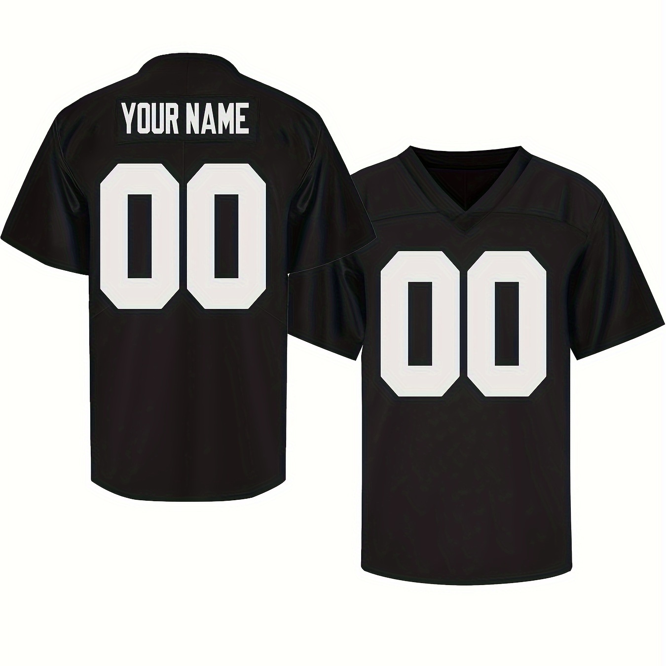 

Customize Any Name And Number For Men's Football Jersey, Fashionable And Casual Street Breathable Sports Top, V-neck Rugby Jersey