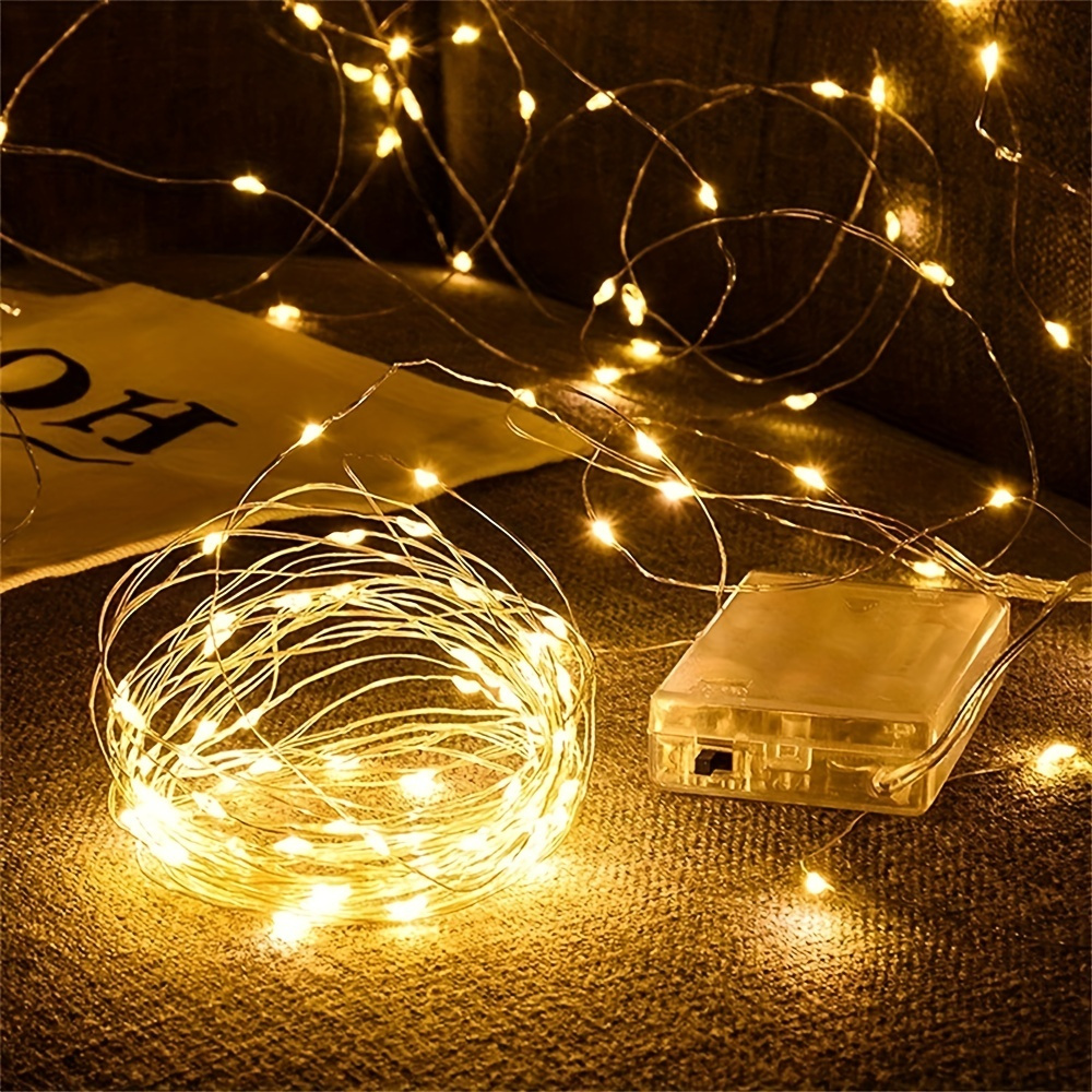 Guirlande lumineuse à 30 LED, 2M, décoration de joyeux noël, boîte à piles  en fil de cuivre, féerique, pour mariage, anniversaire, fête d'halloween