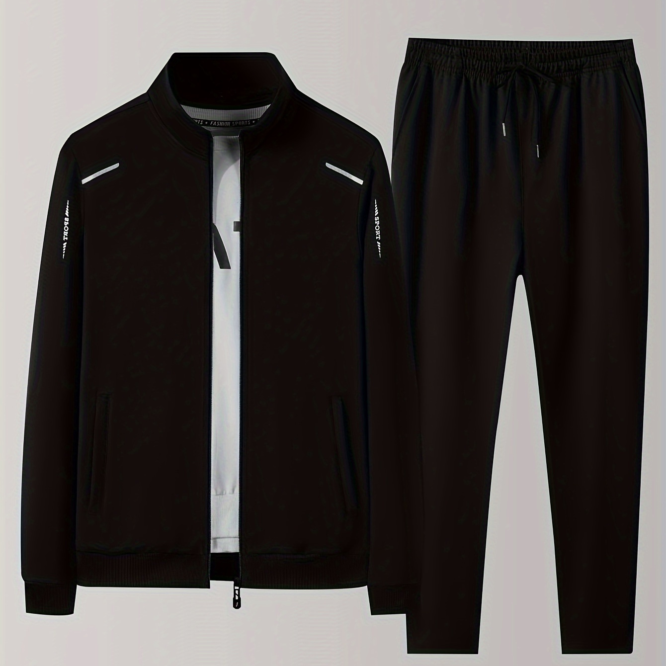 

2 Piece Outfits For Men, Men Classic Design Zipper Up Jacket And Sweatpants Drawstring Pants