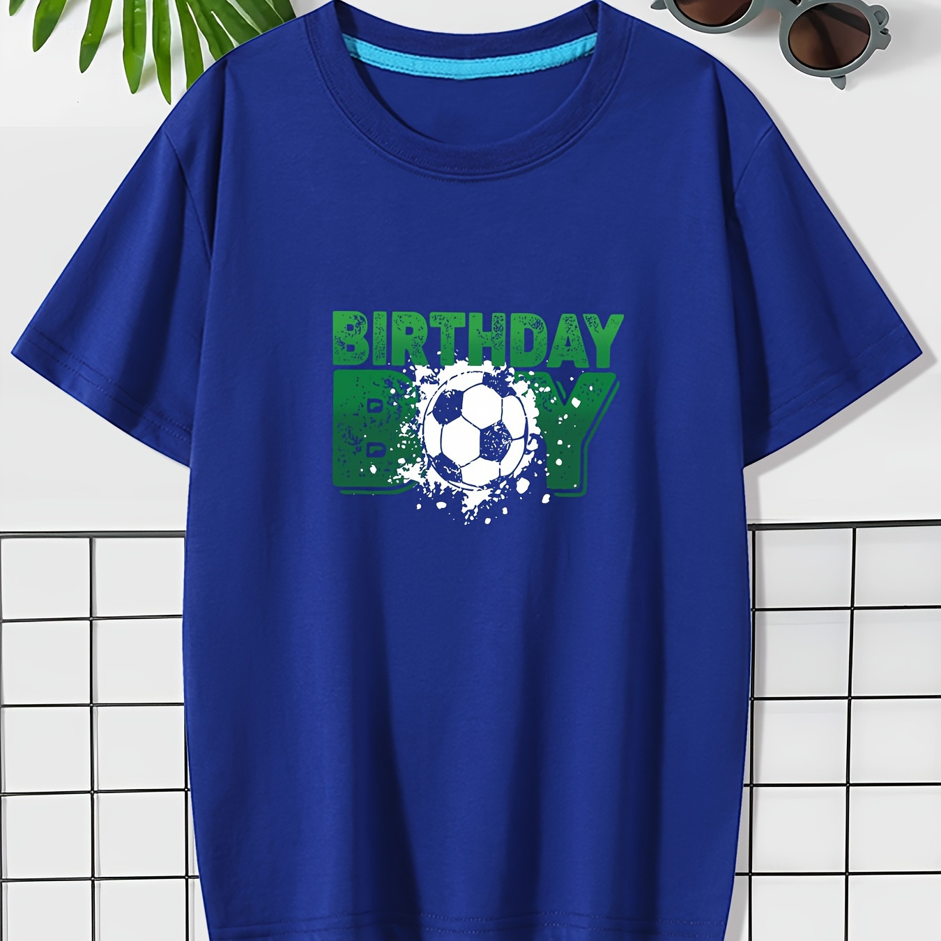 

Birthday Boy Soccer Print Casual Short Sleeve T-shirt For Boys, Cool Comfy Boxy Loose Fitting Versatile Trendy Graphic Tee Boys Summer Outfits Clothes