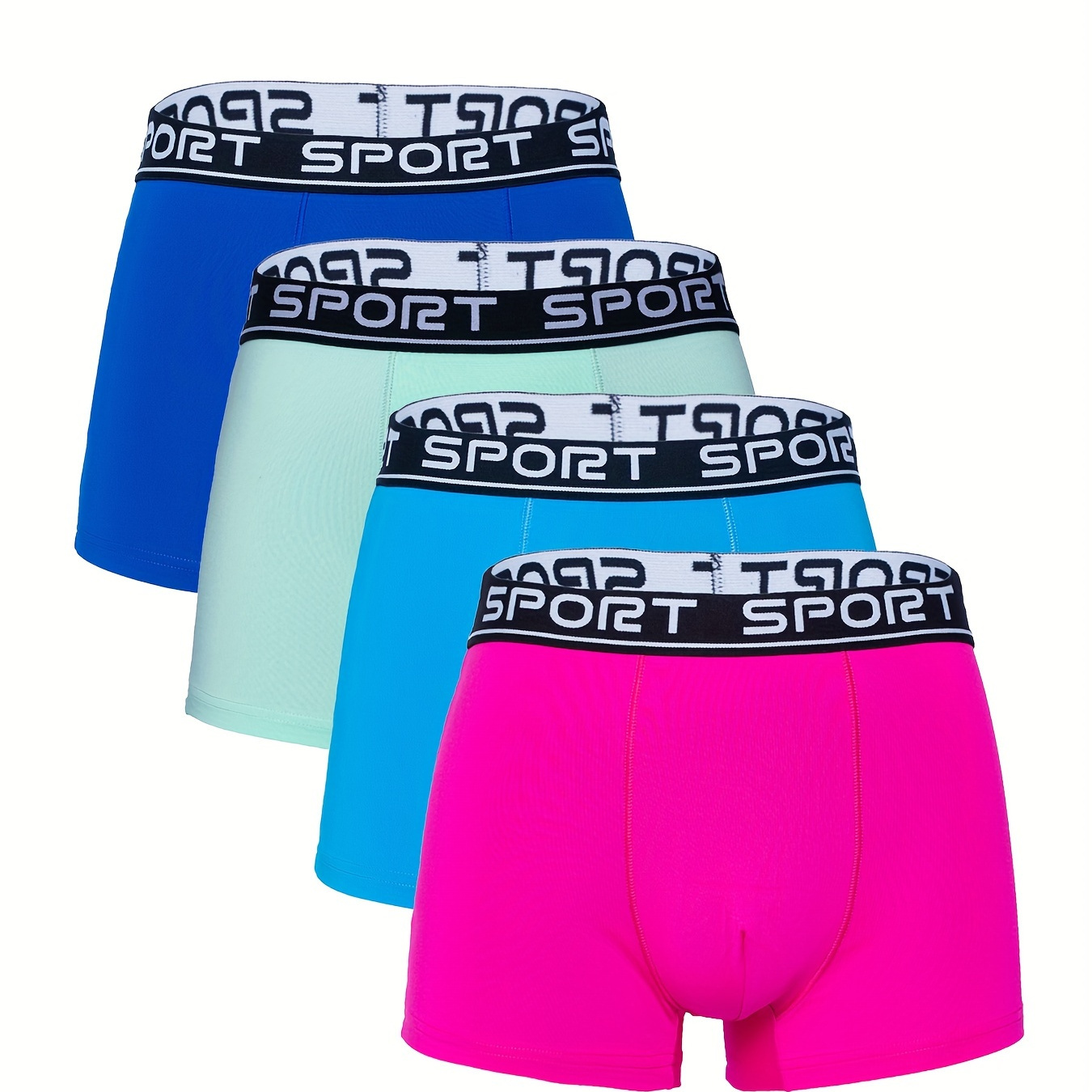 

4pcs Men's Boxer Briefs, Solid Color Sexy Breathable Comfy Boxer Trunks, Elastic Sports Shorts, Men's Casual & Durable Underwear Perfect For Sports & Home Wear