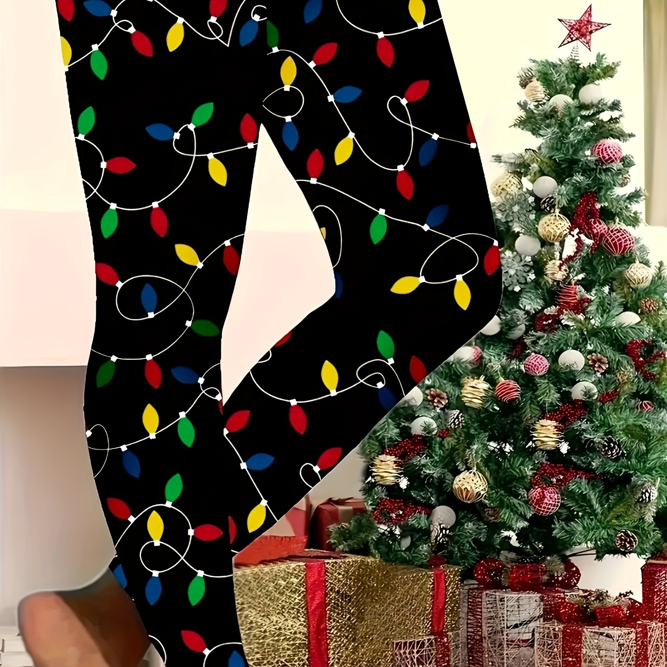 

Women's Christmas Leggings, Polyester Knit Fabric, , For Wear