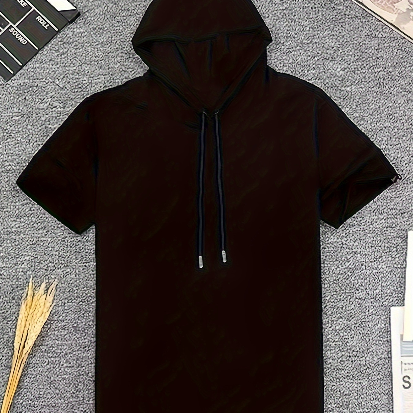 

Hooded Short-sleeved T-shirt Men Slim Korean Version Of With Hooded Hoodie Half Sleeve Tight-fitting Top Spring And Summer Hoodie