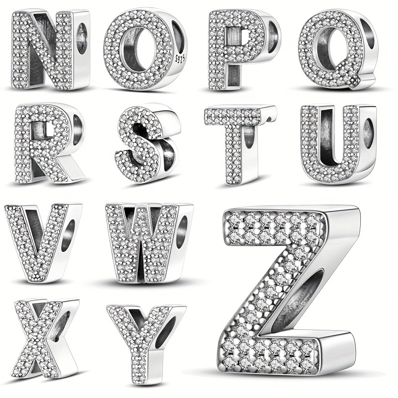 26pcs Alphabet Letter A~Z Alloy Rhinestone Charms, 12.5~13.5x5.5~12x2.5mm, 1.4mm Hole, Crystal Platinum Elegant Creative Shaped for Necklace