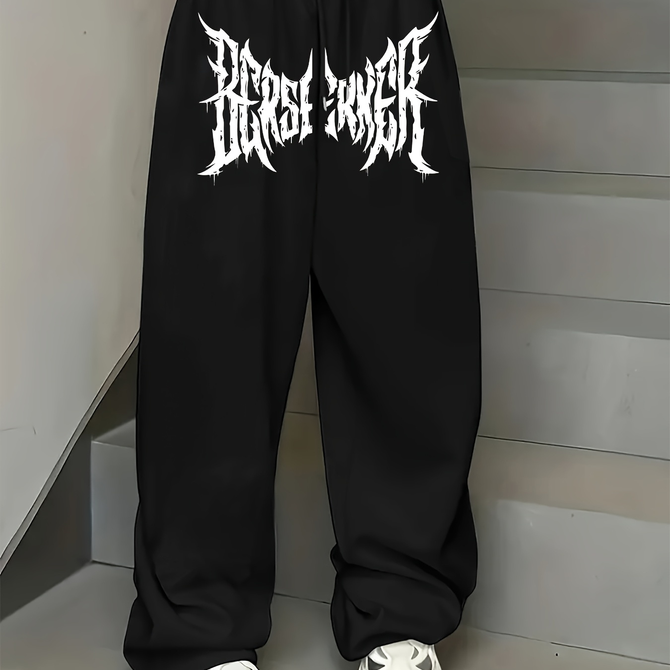 

Loose-fitting Straight-leg Pants With A Print, Casual Hip-hop Streetwear, Women's Wide-leg Trousers.