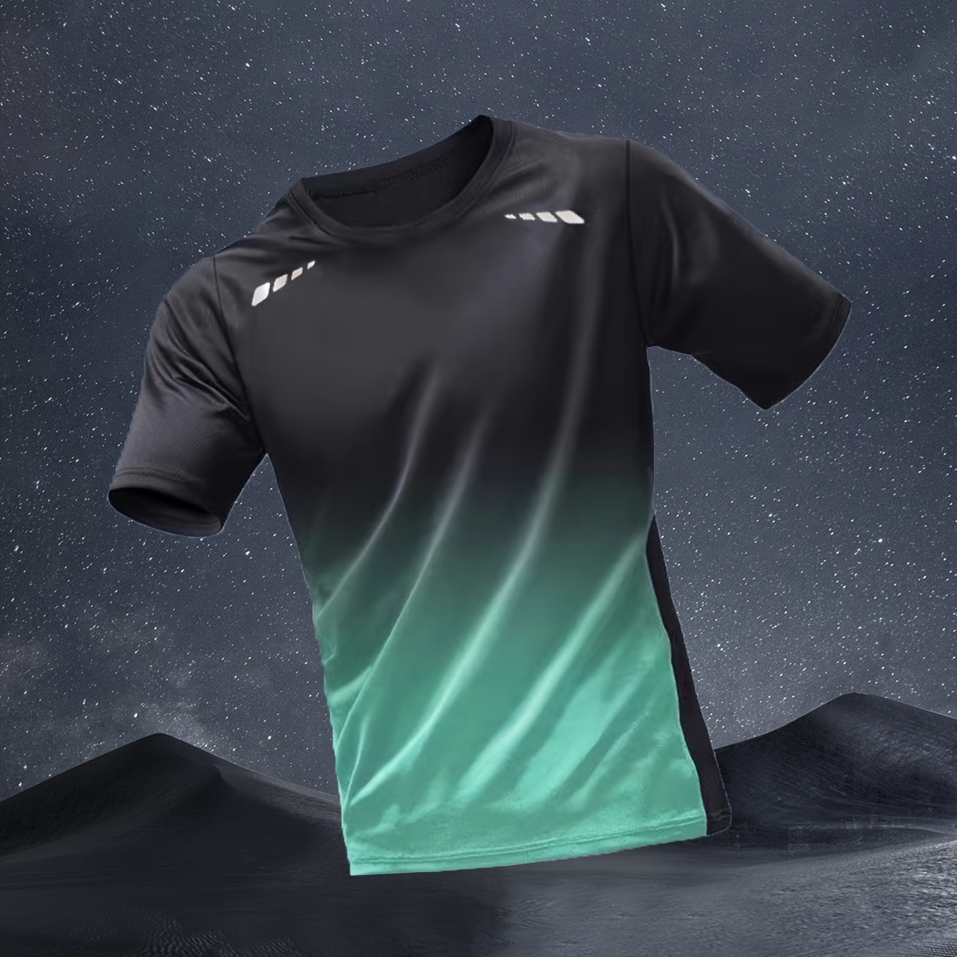 

Men's Gradient Color T-shirt, Active Short Sleeve Crew Neck Tee, Men's Clothing For Summer