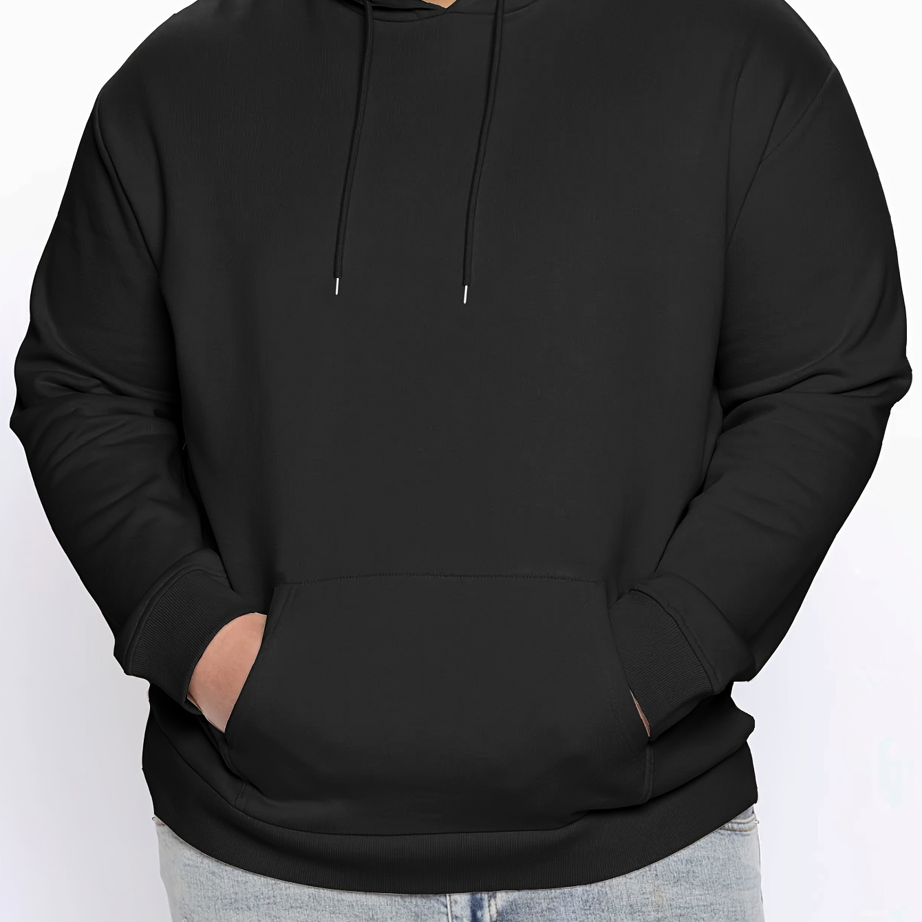 

Men's Casual Fashion Hoodie - Sleek Large Size, Long Sleeve, Polyester, Knit Hooded Sweatshirt With , Machine Washable - Casual Attire, Sweater Hoodie, Plus Size