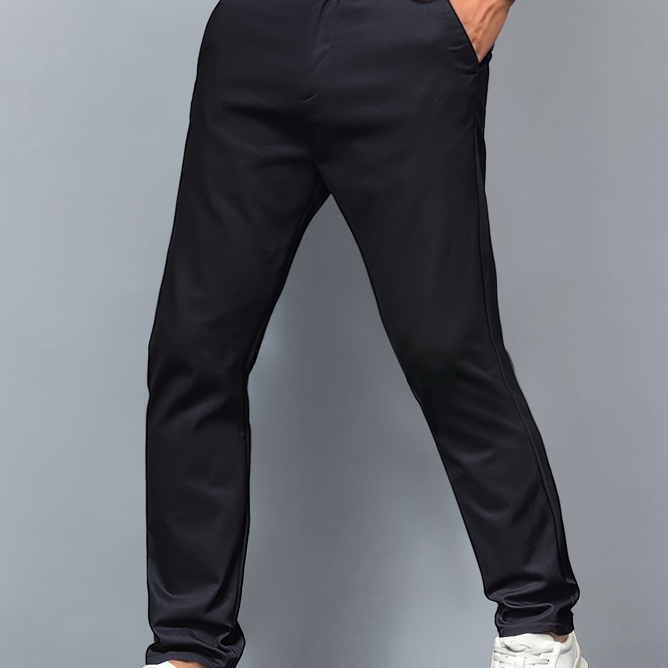 

Men's Loose Solid Pants With Pockets, Casual Trousers For Outdoor Activities Gift