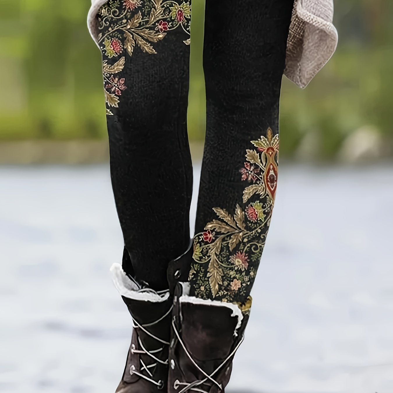 

Floral Print Skinny Leggings, Casual Waist Stretchy Leggings, Women's Clothing