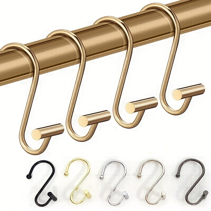 

Set Of 12, T-bar Metal Decorative Shower Curtain Hooks Hangers For Shower Curtain Rod Bathroom Accessories