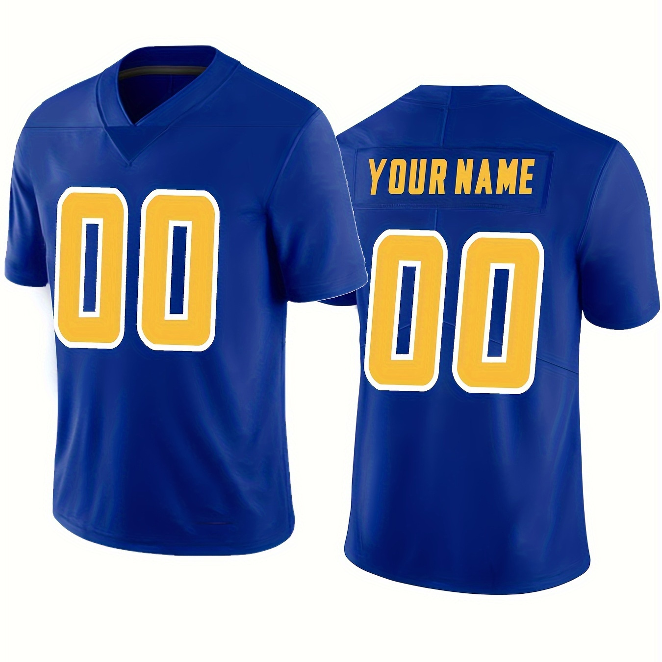 

Customized Name And Number Embroidery, Men's V-neck Football Jersey, Daily Outdoor Leisure Sports Shirt