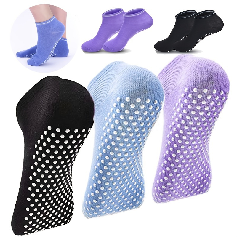 Baberdicy Socks Ladies' Solid Color Backless Grip Socks Yoga Ankle Sports  Socks Ladies' Anti Slip Slippers Socks Socks for Women Purple