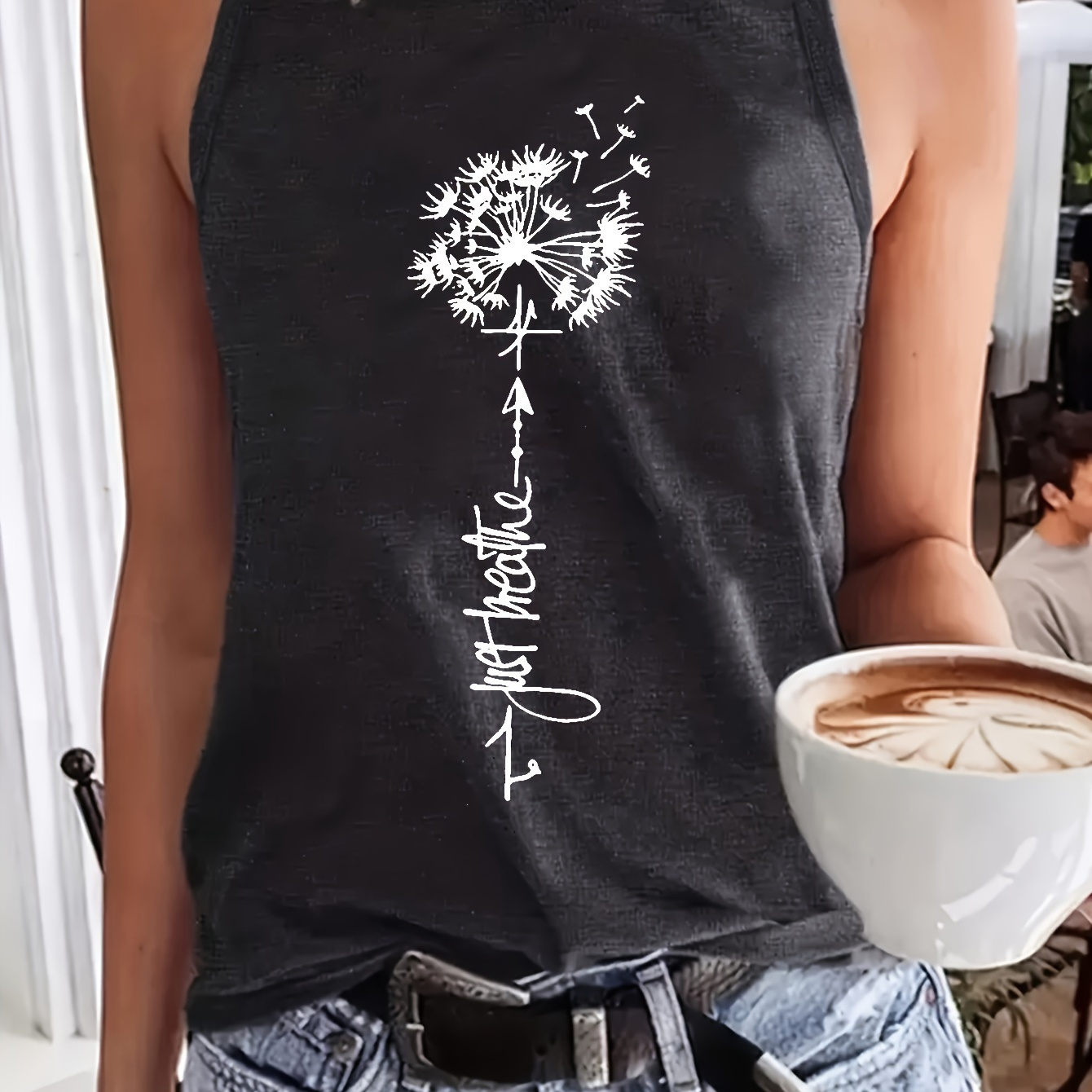 

Dandelion Graphic & Letter Print Tank Top, Sleeveless Casual Top For Summer & Spring, Women's Clothing