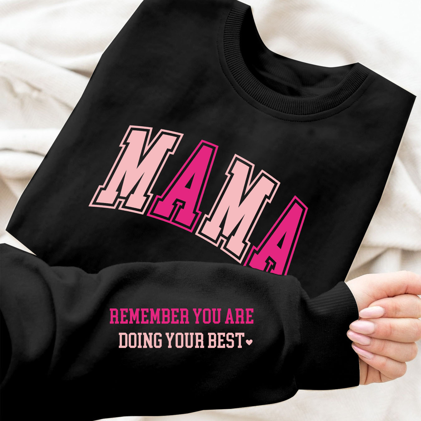 

Mom, You Are Your Letter Print Round Neck Long Sleeve Sweatshirt.