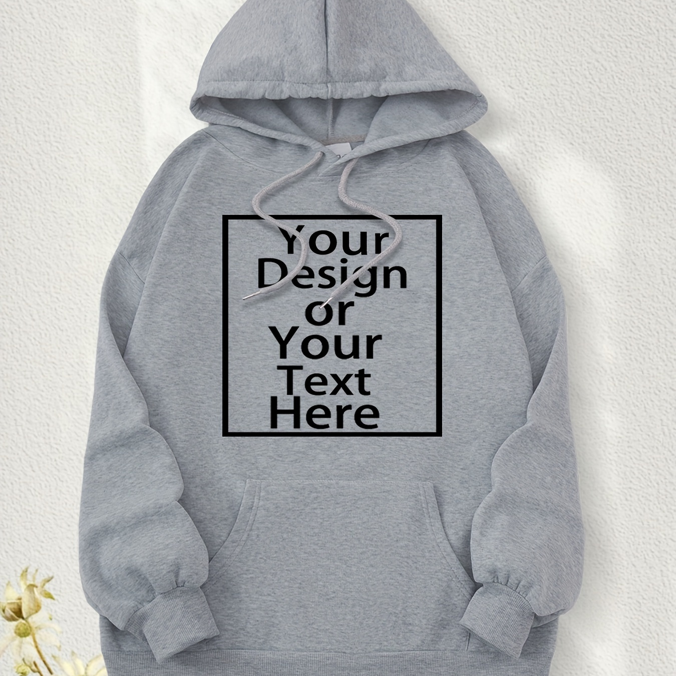 

Customizable Hoodie With Geometric Print, Casual Polyester Hooded Sweatshirt With Kangaroo Pocket, Knit Fabric, Unisex-adult Relaxed Fit