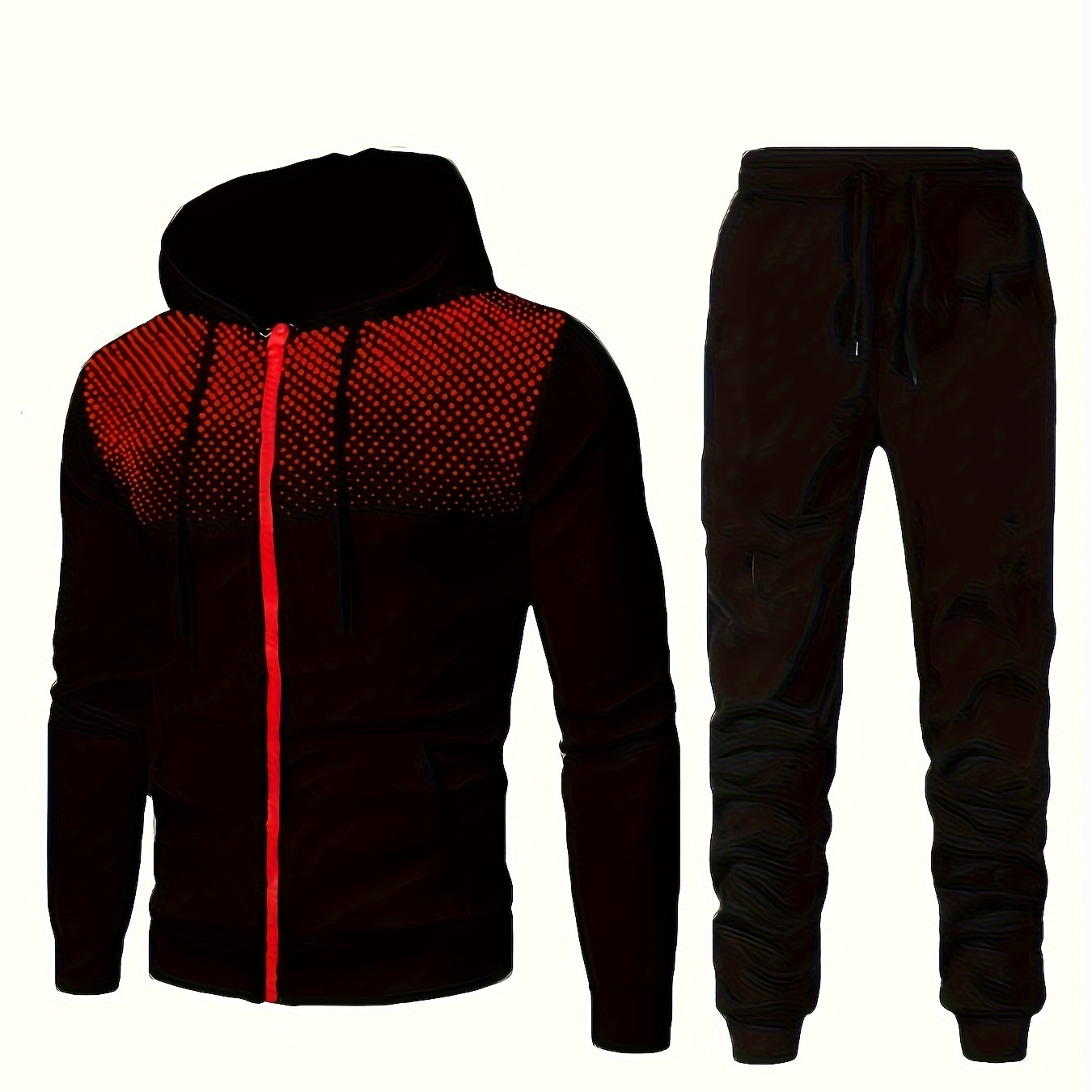 

Classic Men's Athletic 2pcs Tracksuit Set Casual Full-zip Sweatsuits Long Sleeve Hoodie And Jogging Pants Set For Gym Workout Running