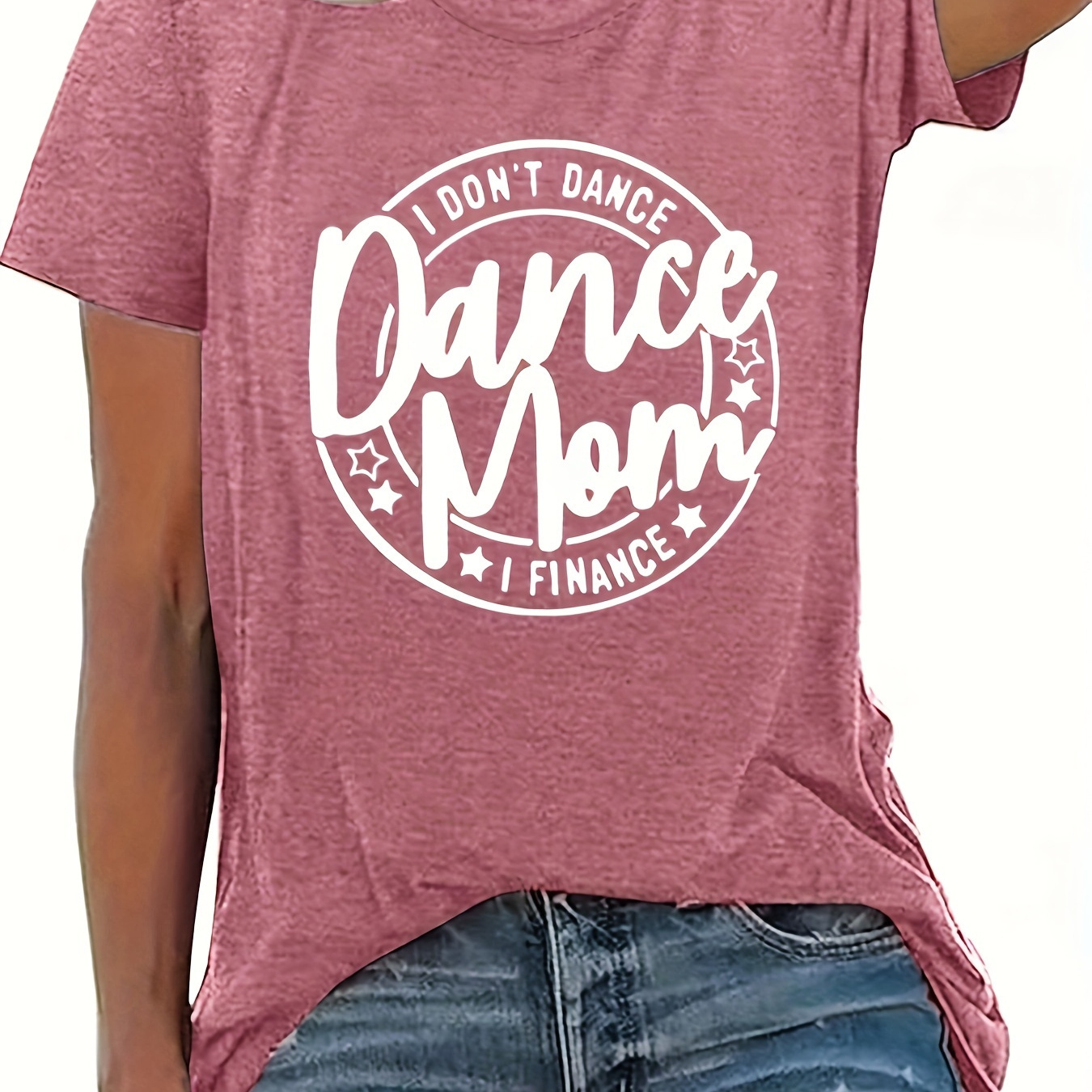 

Plus Size Letter Dance Mom Print T-shirt, Casual Crew Neck Short Sleeve T-shirt, Women's Plus Size clothing