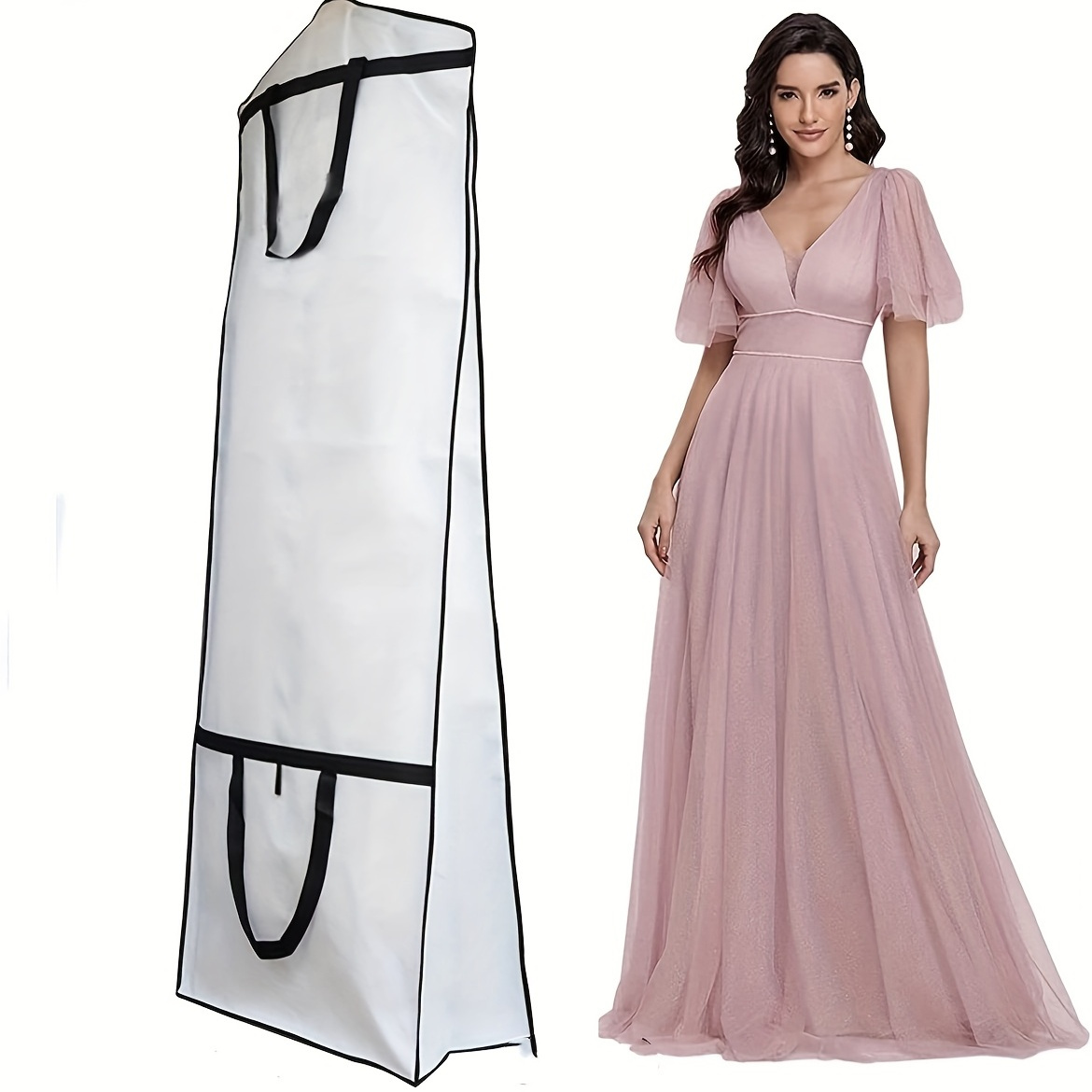 

1pc Foldable Long Dress Dust Cover - Large Garment Bag For Clothes And Skirts - Hanging Clothes Bag For Suits - Protects From Dust And Dirt