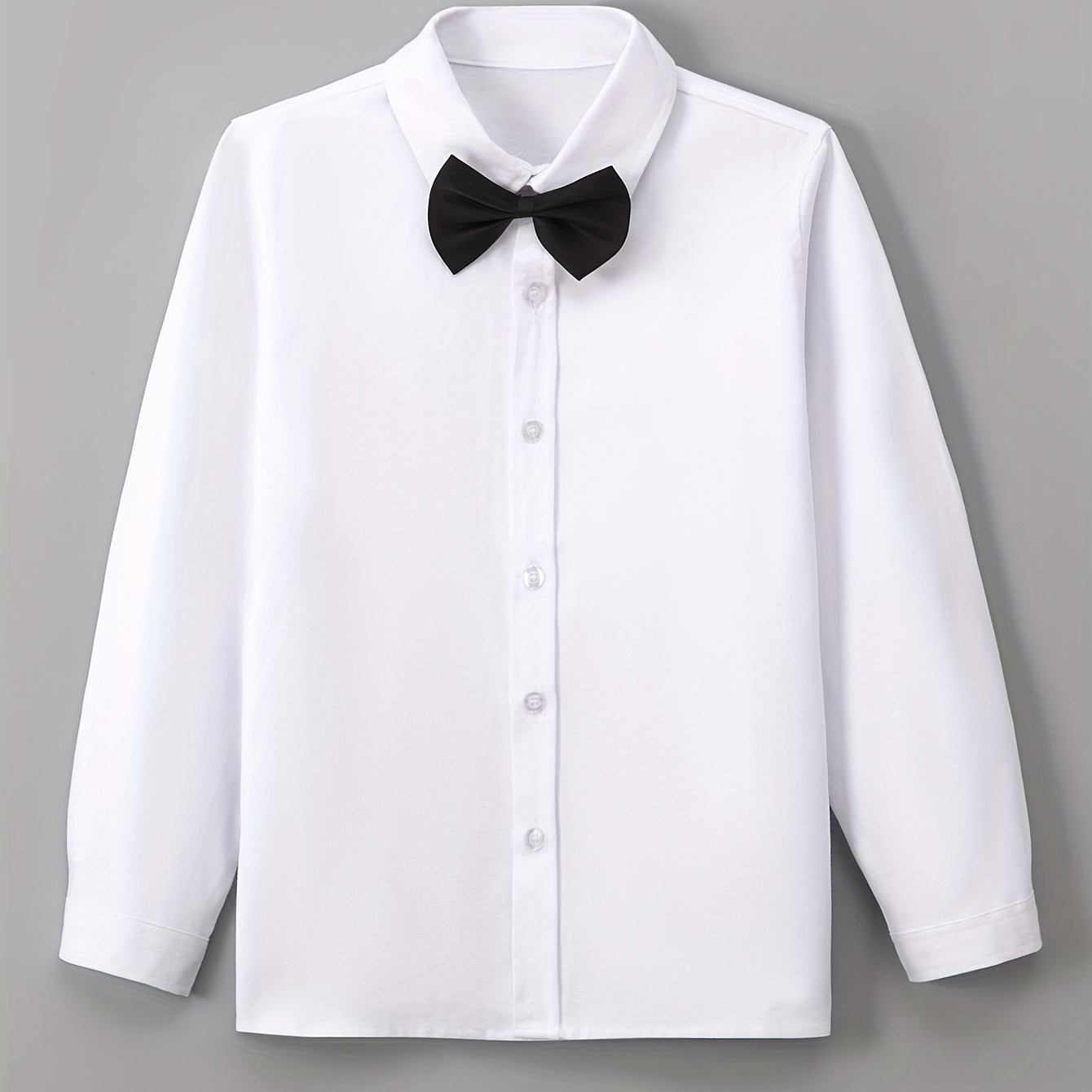 

Kids Boys Formal White Shirts With Bowtie, Long Sleeve Button Down Tops Spring Fall Outwear Shirts Jacket Clothes