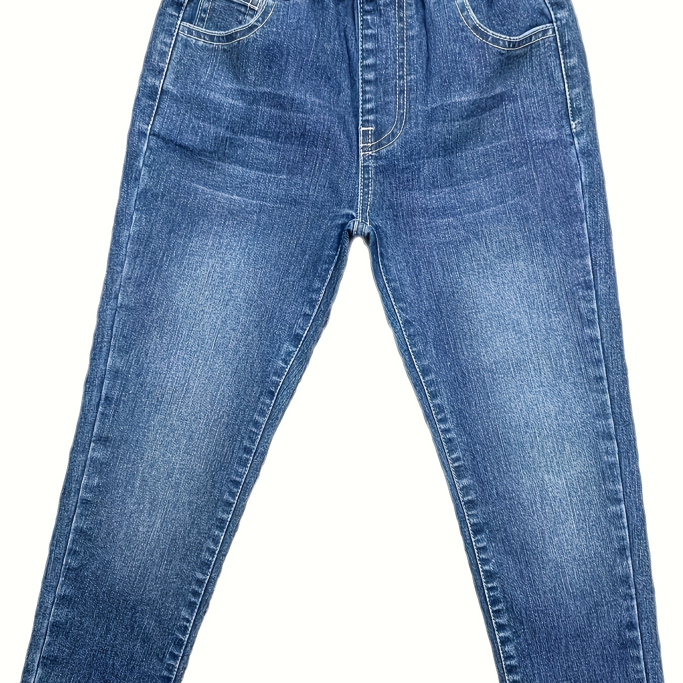 Kid's Straight Jeans, Elastic Waist Denim Pants With Pockets, Boy's Clothes For Spring Fall Winter