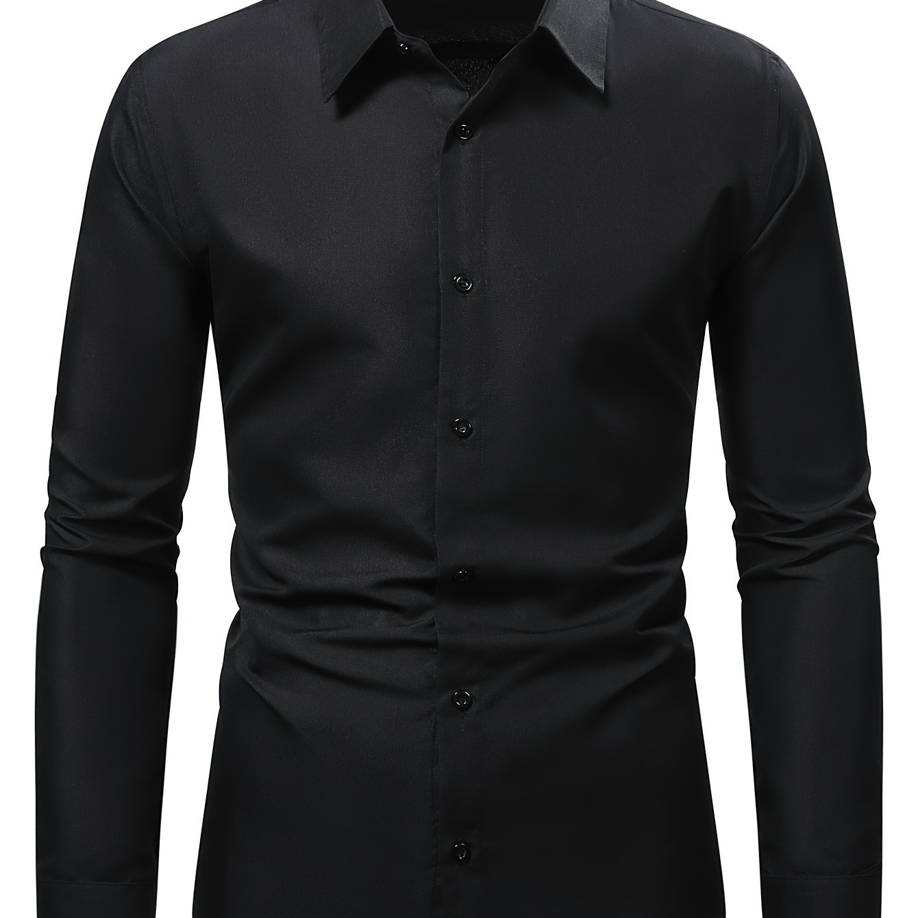 

Men's Dress Shirt - 100% Polyester, Sleek Long Sleeve With Lapel Collar, Machine Washable, Ideal For Formal & Semi-formal , Fall/winter Essential, Formal Attire| Shirt|nonstretch Fabric