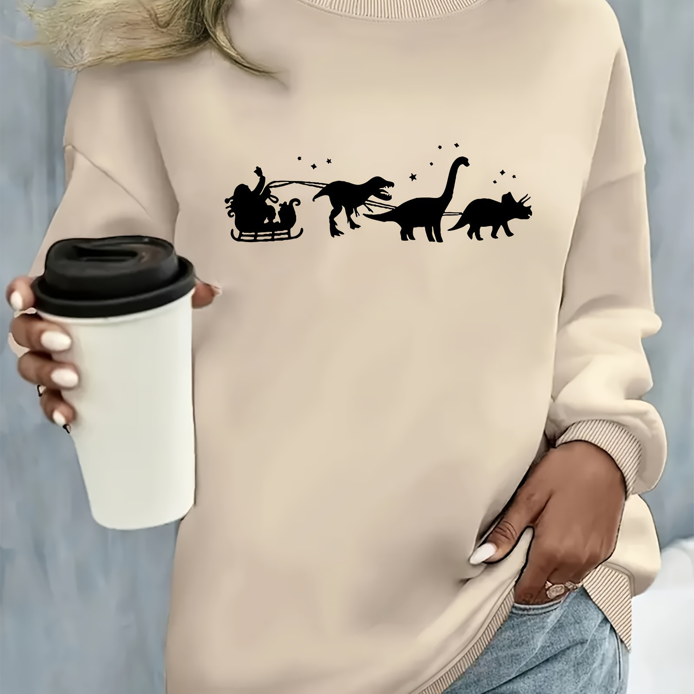 

Size Christmas Sweatshirt, Women's & Long Sleeve Round Top