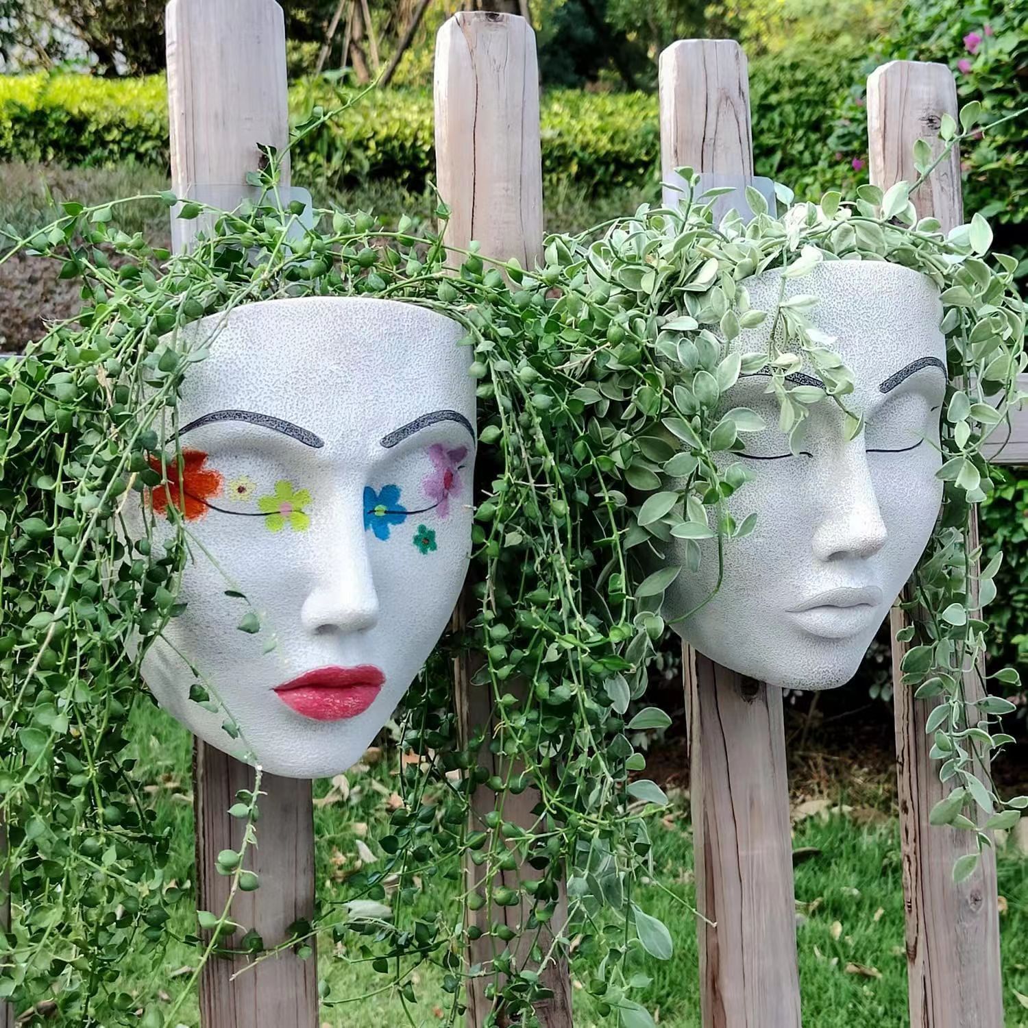 1pc Creative Face Flower Pot Head Wall Planter Wall Mounted Planter Pot 