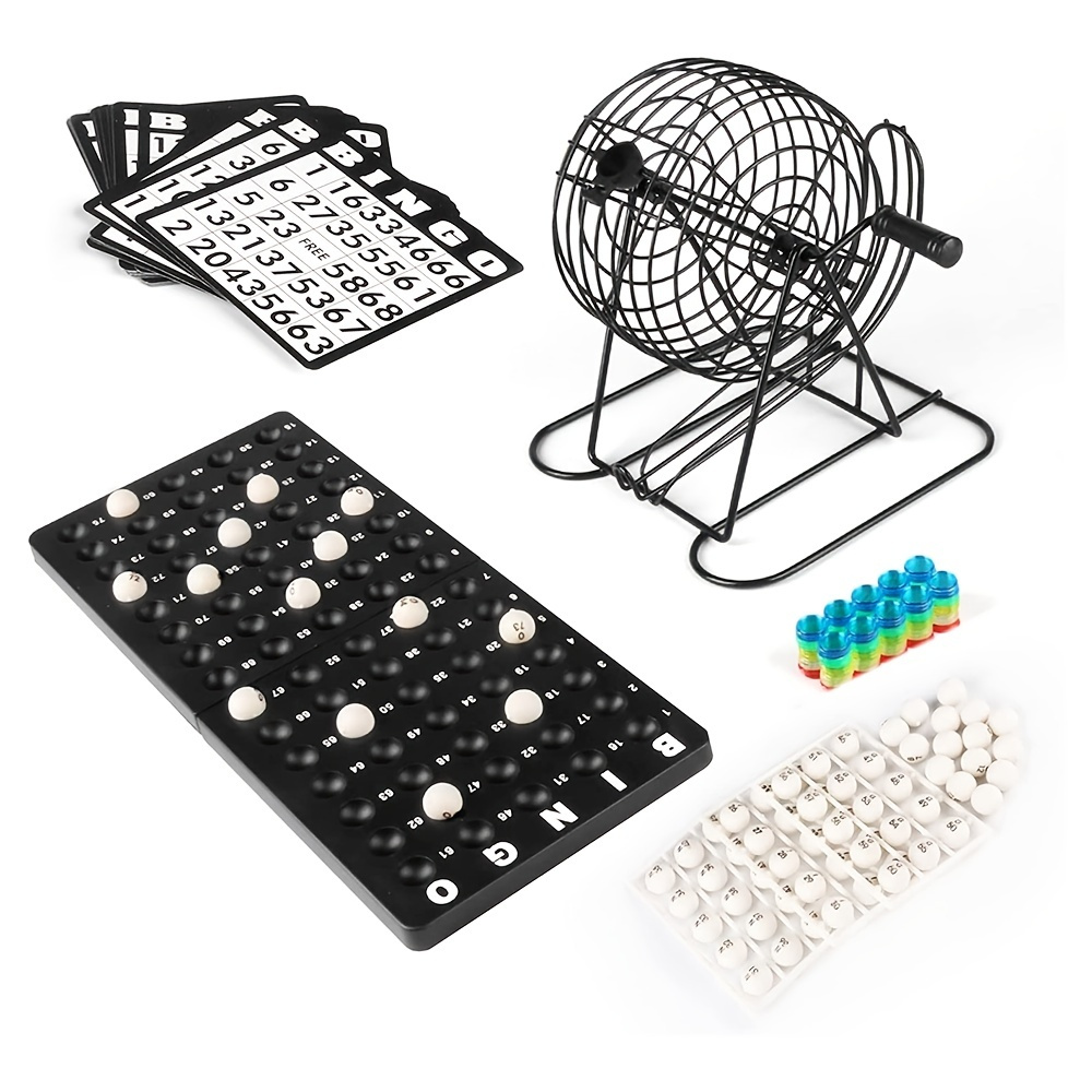 Juego de bingo con jaula,bolas y tabla maestra de plástico