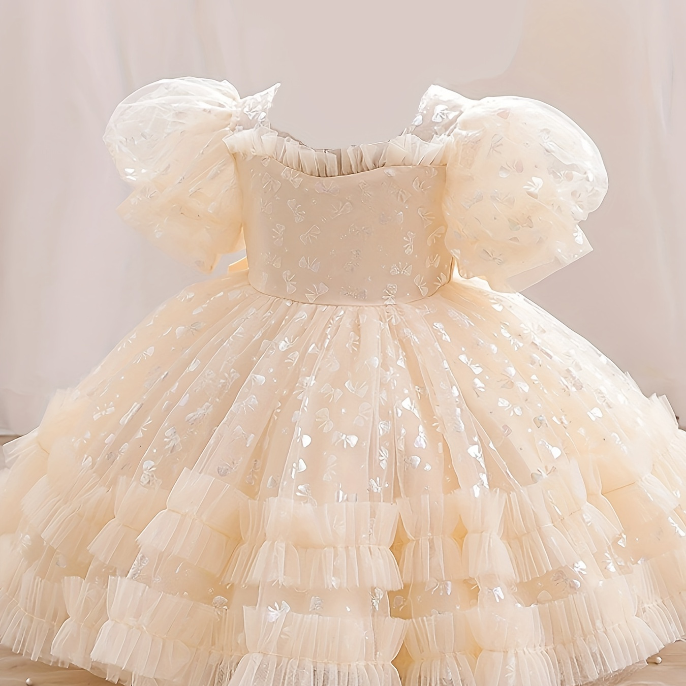 

Elegant Sequin Puff Short Sleeve Tutu Dress Princess Dress Kids Clothes Party Birthday
