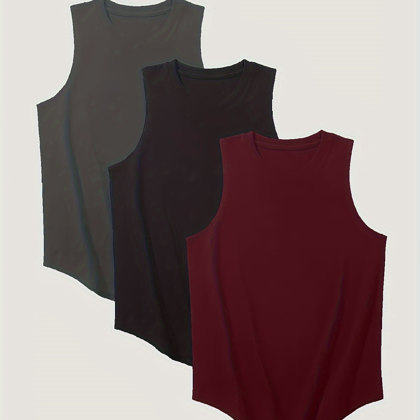 

Plus Size Men's Solid Fashion Sleeveless Tees, Fashion Casual Tank Tops, Men's Clothing