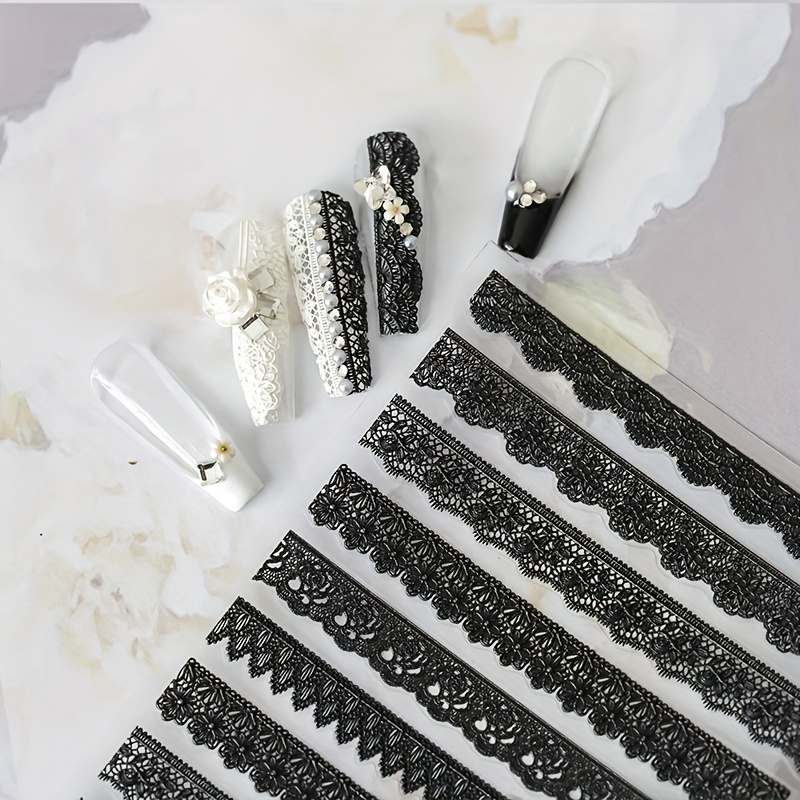 

1 Pcs Dream White Lace Nail Art Stickers - 5d Embossed Relief Stick Tips For Home Salon Diy Nail Design