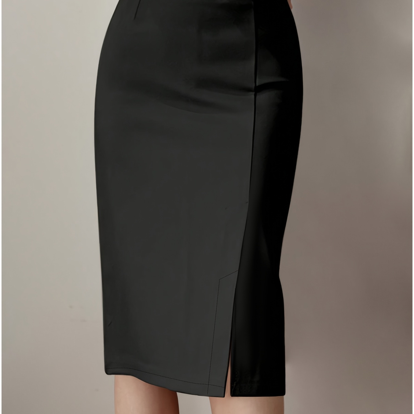 

Elegant Solid Color Bodycon Skirt For Women - Slim Fit, Knee-length With Snap Closure, Machine Washable Polyester, Design, Business, Half-body