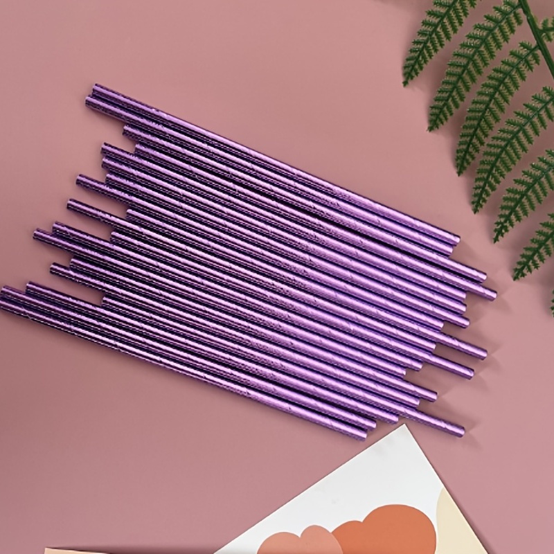 

50pcs Purple Laminating Paper Straws, Party Special Paper Straws