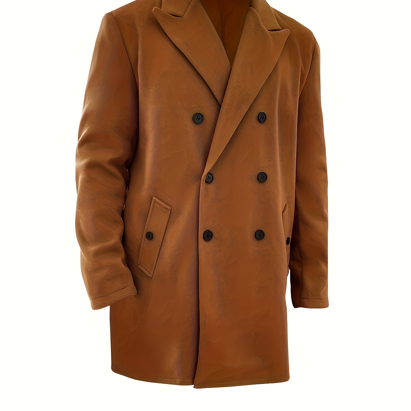 

Plus Size Men's Lapel Collar Windbreaker, Solid Fashion Elegant Coat For Males, Spring/autumn Coat, Men's Clothing