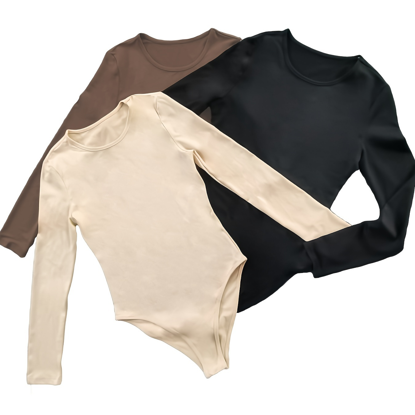 

Basic Long Sleeve Crew Neck Bodysuit, Solid Casual Bodysuit, Women's Clothing