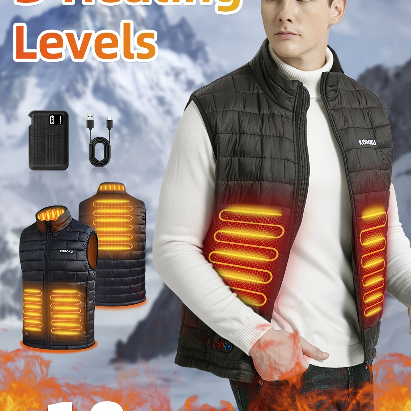 

Men's Heated Vest With Battery Pack Included 7.4v, 2024 Upgrade Heating Wire, Electric Warm Vest For Winter Hiking