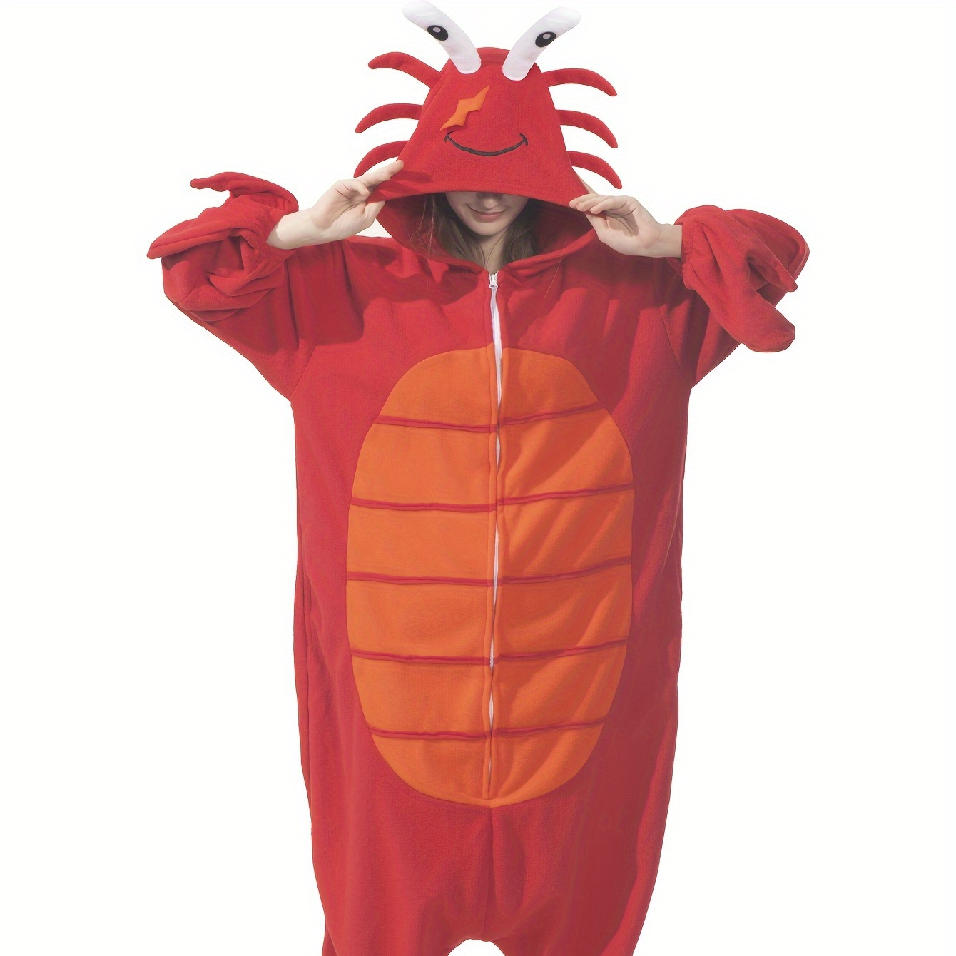 

Adult Crab Onesie Costume Funny Halloween Crustaceans Cosplay Pajamas One-piece Sleepwear Homewear For Women Men