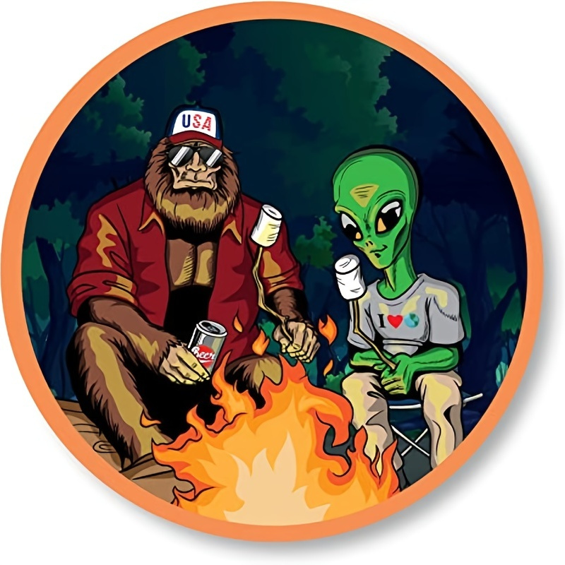 USA Sasquatch Alien UFO Bumper Sticker Decal For Cars, Cups, Laptops, Coolers