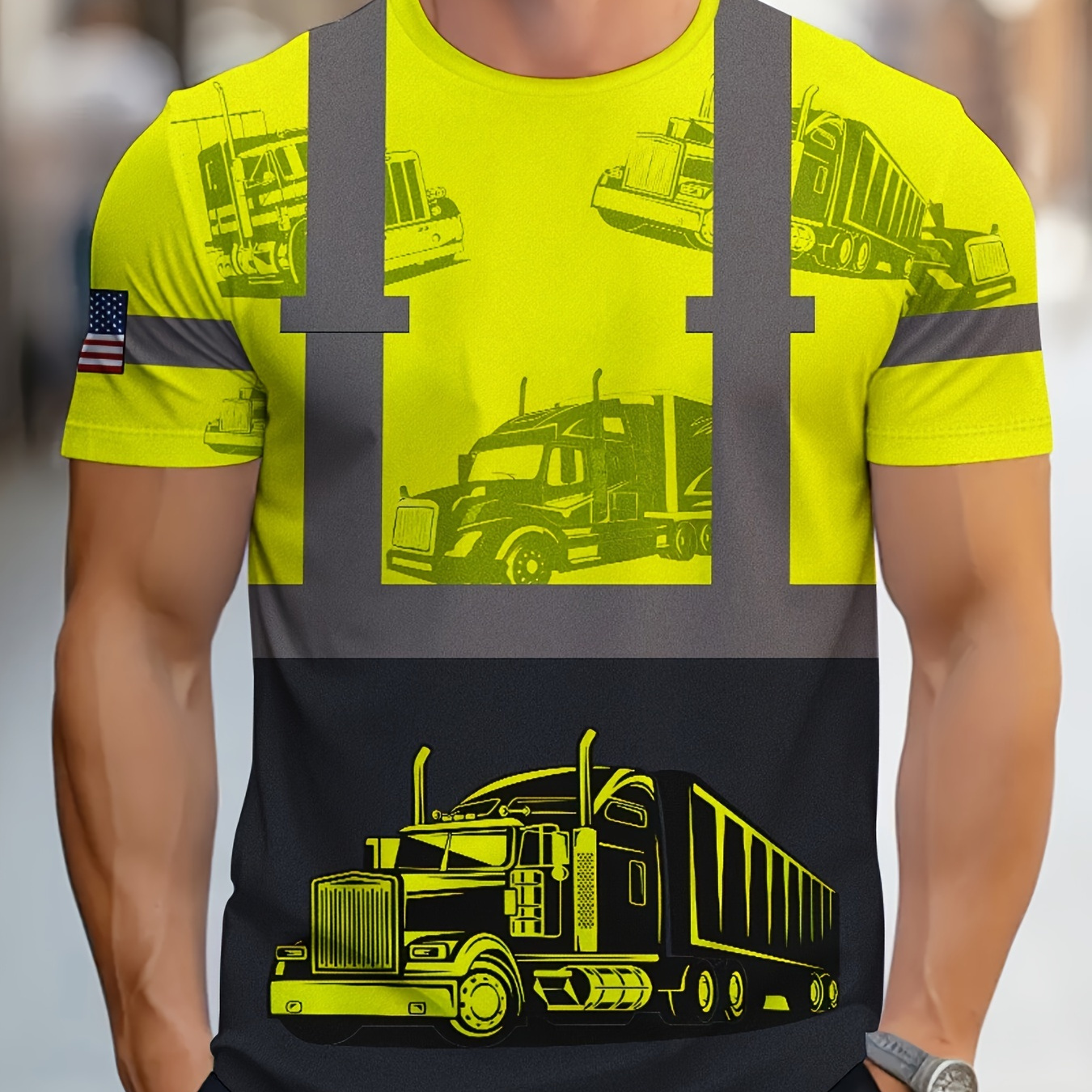 

Men's Truck Graphic Print T-shirt, Short Sleeve Crew Neck Tee, Men's Clothing For Summer Outdoor