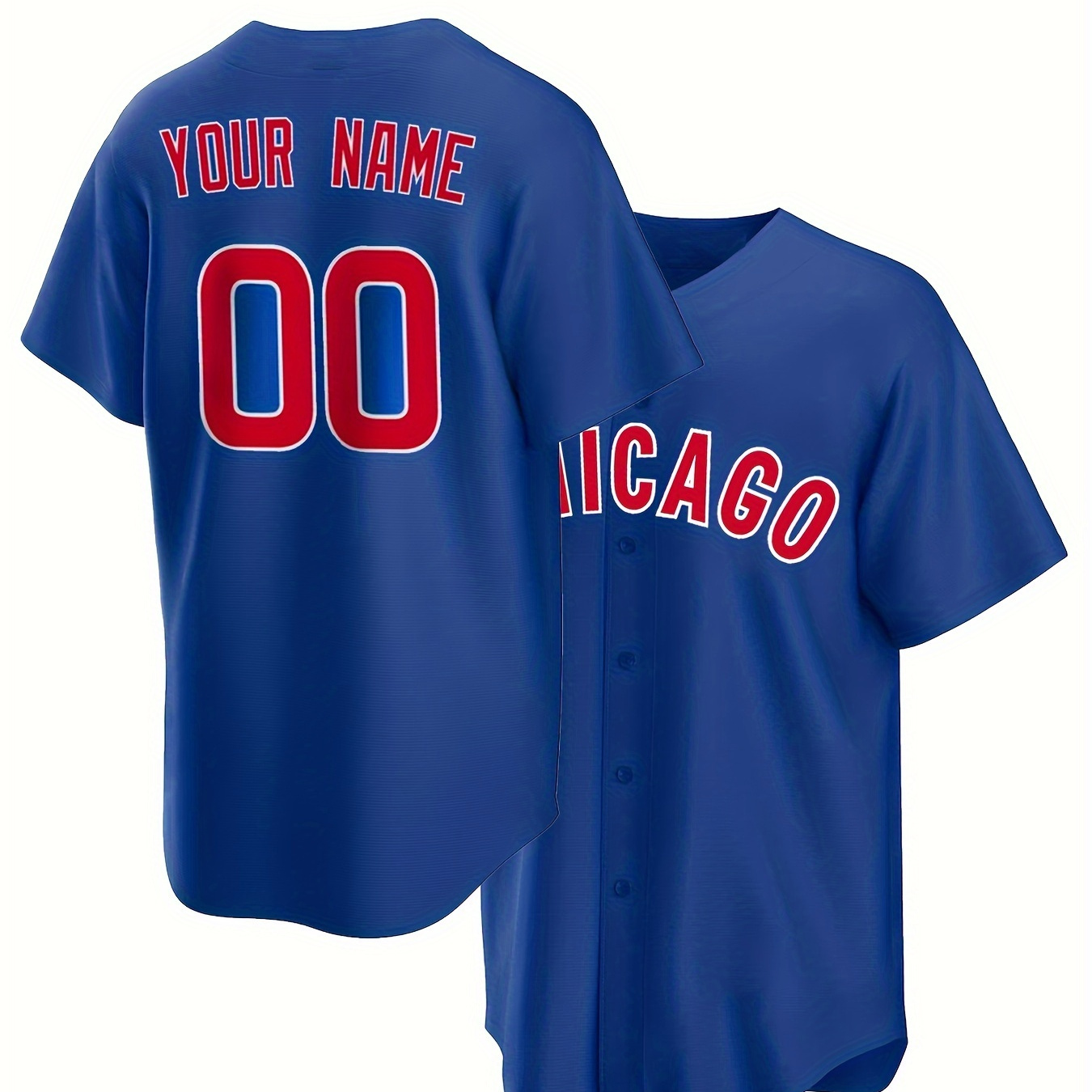 

Customized Name And Number, Chicago Embroidery Men's Baseball Jersey, Short Sleeve Button Up Sport Tops For Summer Training And Outdoors Wear