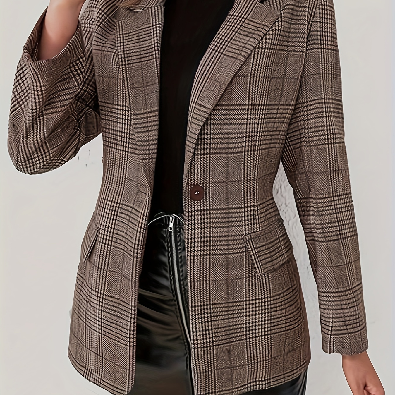 

Elegant Women's Blazer - Long Sleeve, Single Button, Polyester, Machine Washable - Fall/winter