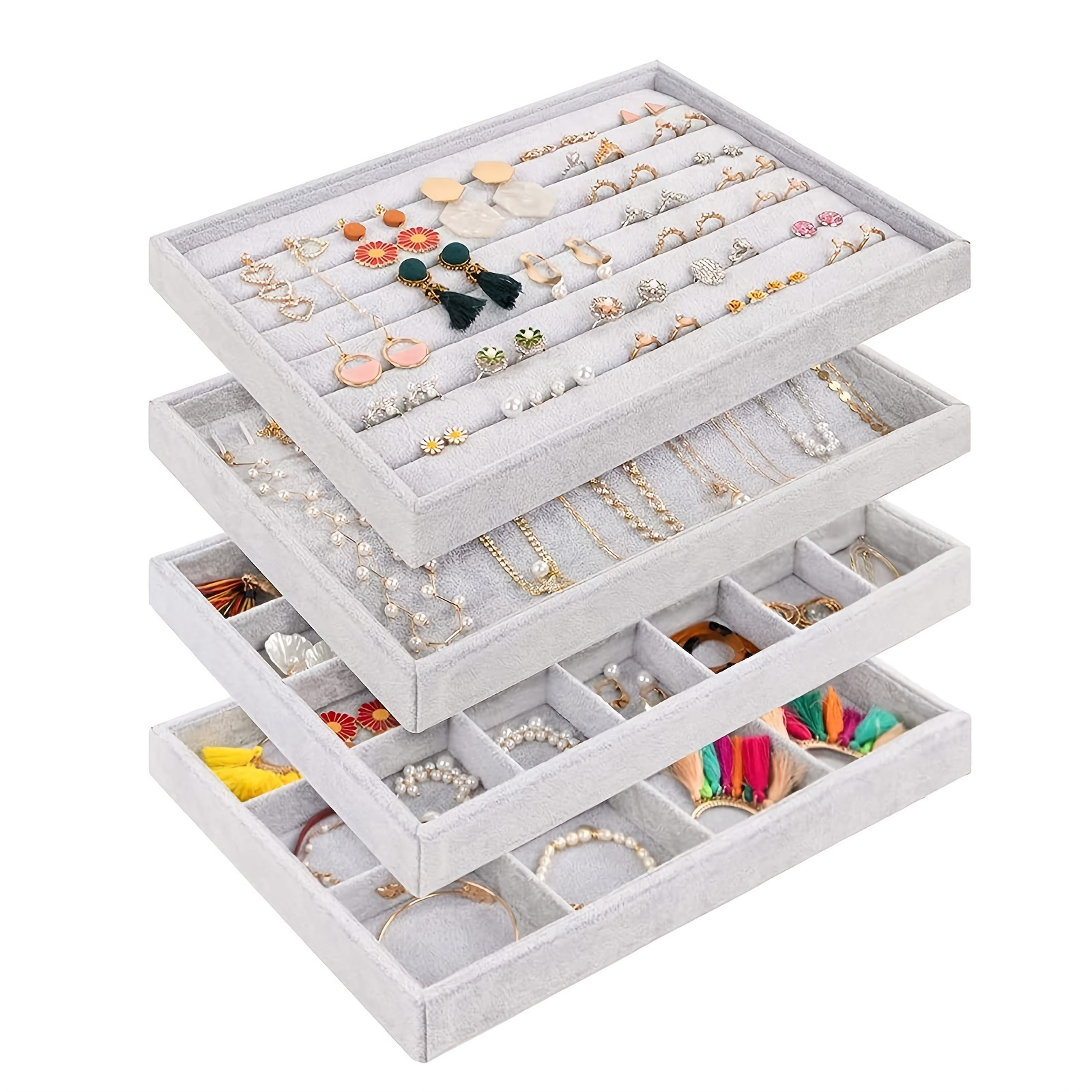Velvet Jewelry Organizer Tray Desktop Jewelry Storage - Temu