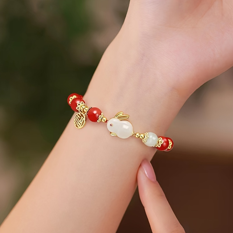 Lucky Brand Beaded Bracelet Chinese Zodiac Lucky Rabbit Hand Jewelry New  Year Jewelry Gift - Temu Australia