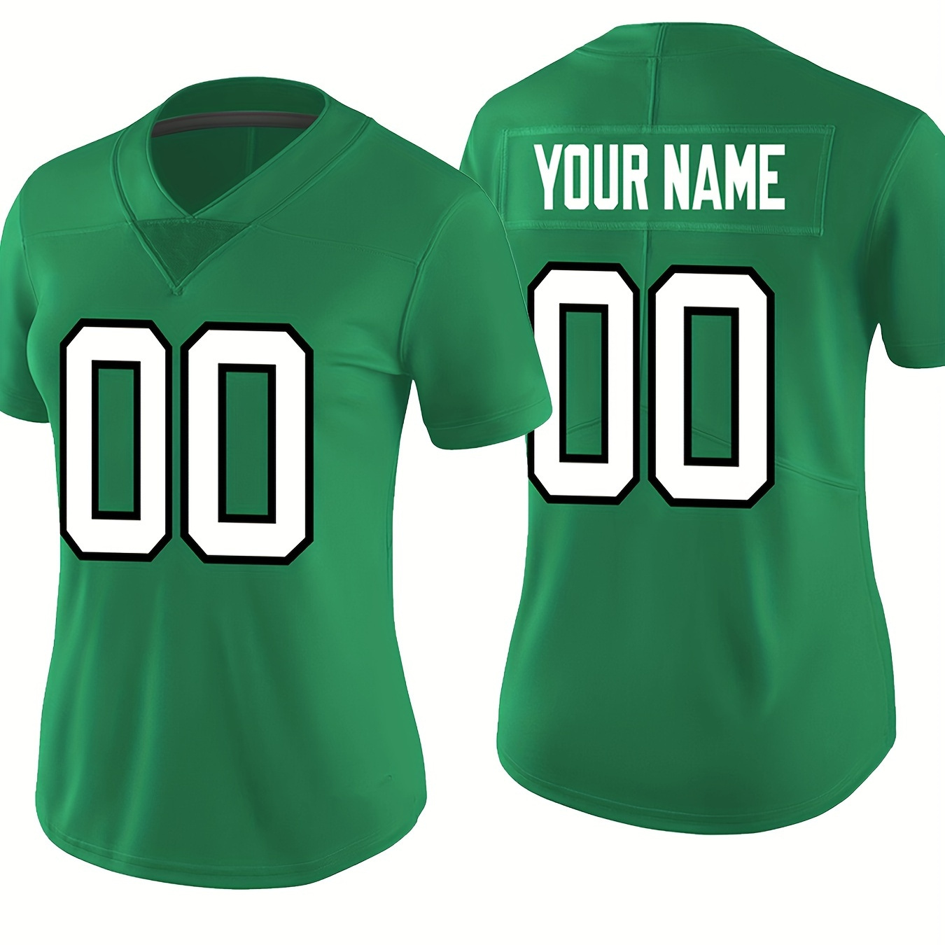 

Custom Women's Football Jersey With Personalized Name And Number - Polyester, Embroidered V-neck Sports Jersey, Slight Stretch, Knit Fabric For Wear